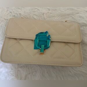 Cream Quilted Shoulder Crossbody Bag